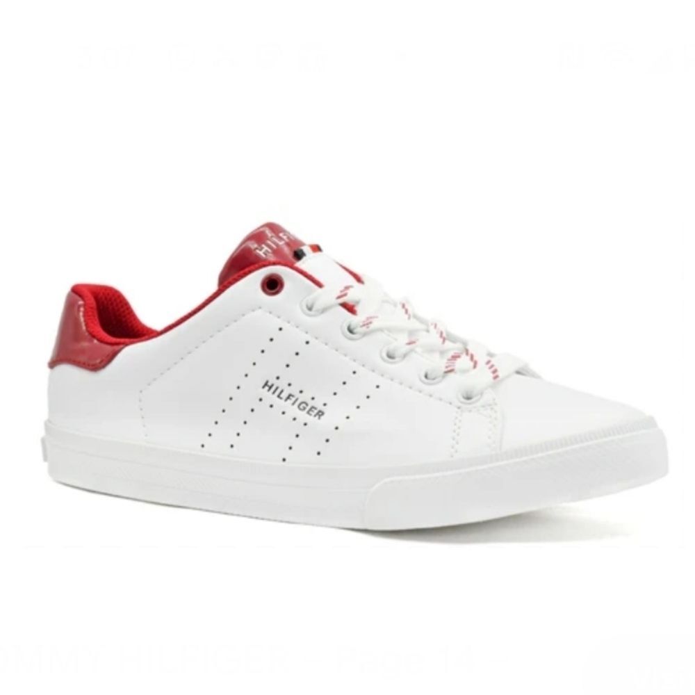 Tommy Hilfiger Women's Lileen Red White Low Tennis Shoes Sneakers, Sz 10